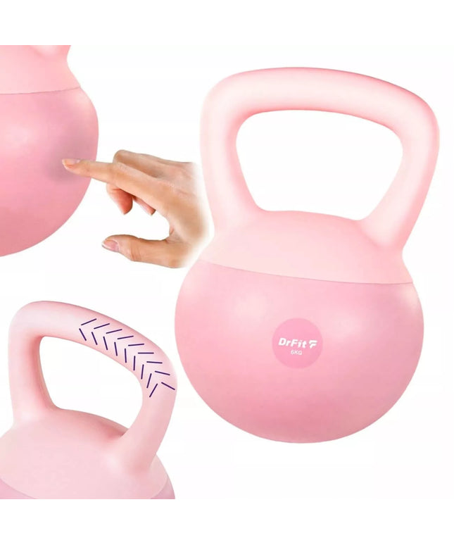 DrFit virdulinis svarmuo (kettlebell) treniruotėms, rožinis, 6 kg
