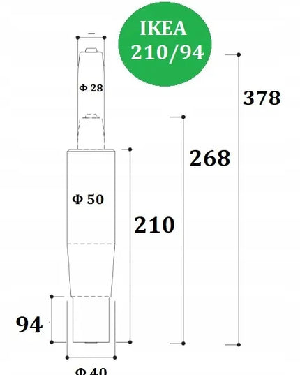 Dujinis kėdės keltuvas IKEA 210/94 mm juodas 150 kg 4 klasė