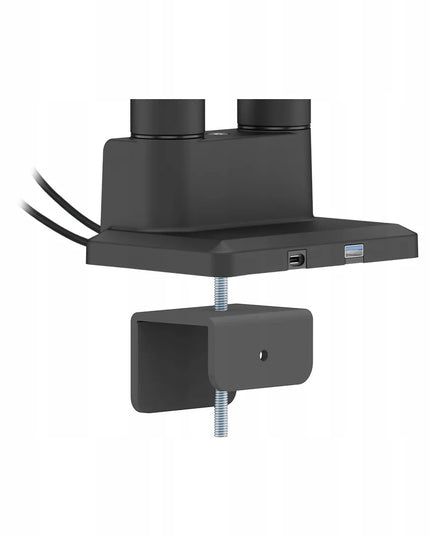 Dujinis laikiklis dviem monitoriams 17-35" 32 kg USB-A/C VESA išlenktiems ekranams Spacetronik