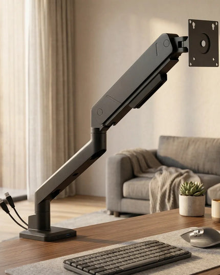 Dujinis monitoriaus laikiklis 17-45" 16kg USB šakotuvas VESA Spacetronik juodas