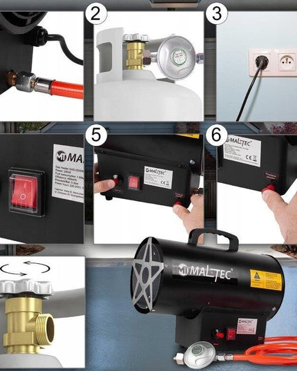 Dujinis šildytuvas su ventiliatoriumi ir reduktoriumi, pramoninis, 25kW (MalTec)