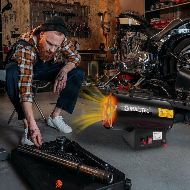 Dujinis šildytuvas su ventiliatoriumi ir reduktoriumi, pramoninis, 25kW (MalTec)