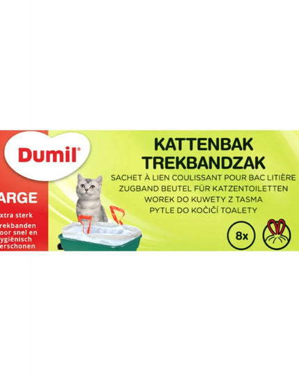 Dumil vienkartiniai maišai kačių kraiko dėžei su juostele, 8 vnt., 87,5 cm x 37,5 cm x 37,5 cm
