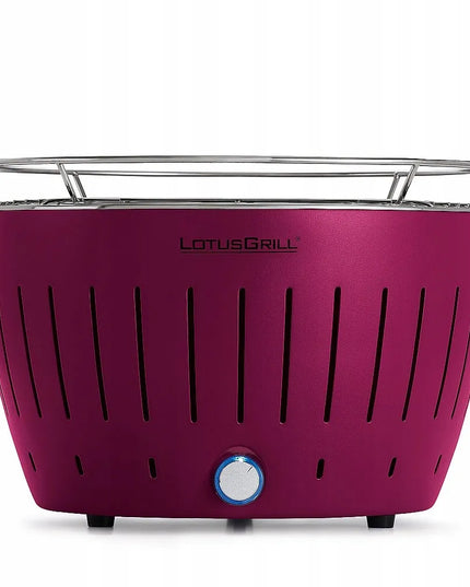 Dūmų nekeliantis anglinis grilis LotusGrill Classic sodui su krepšiu, fuksijos spalvos