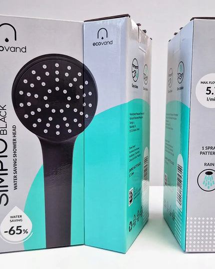 Dušo galvutė EcoVand Simpio, juoda, taupanti vandenį -65%, 5.7 l/min