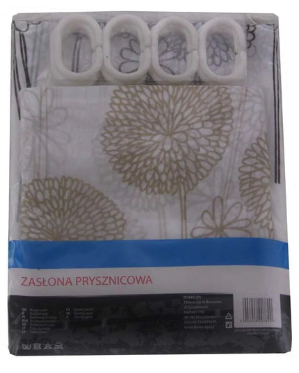 Dušo užuolaida su žiedais, plaunama, 180x180cm, smėlio spalvos, Zbychpol
