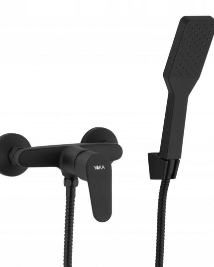 Sieninis vonios dušo komplektas, maišytuvas - Juodas, matinis