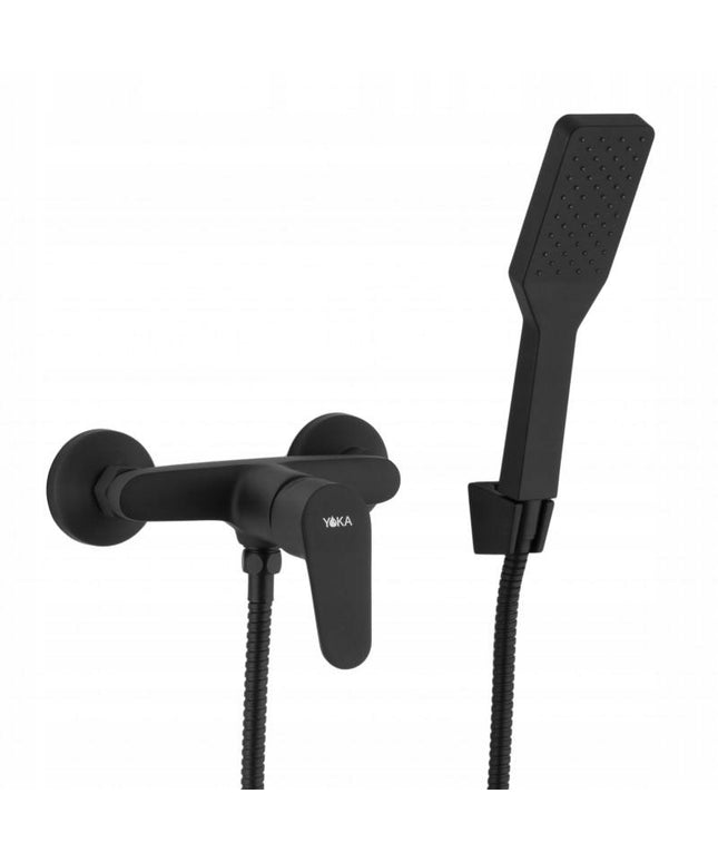 Sieninis vonios dušo komplektas, maišytuvas - Juodas, matinis