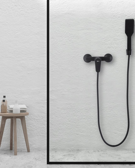 Sieninis vonios dušo komplektas, maišytuvas - Juodas, matinis