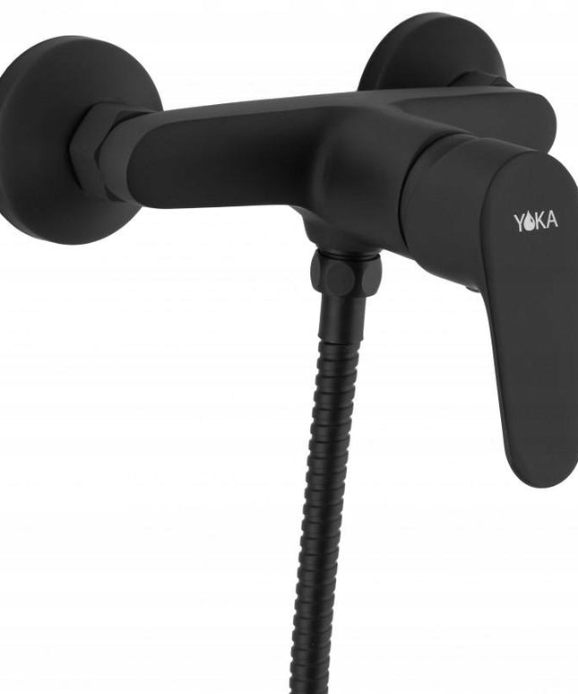 Sieninis vonios dušo komplektas, maišytuvas - Juodas, matinis