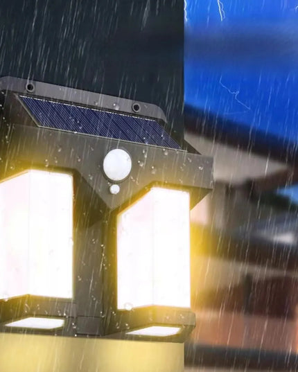 Dvigubas saulės energija varomas sieninis LED šviestuvas SuperLED su Filament lempute ir jutikliu