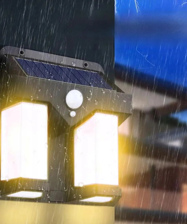 Dvigubas saulės energija varomas sieninis LED šviestuvas SuperLED su Filament lempute ir jutikliu