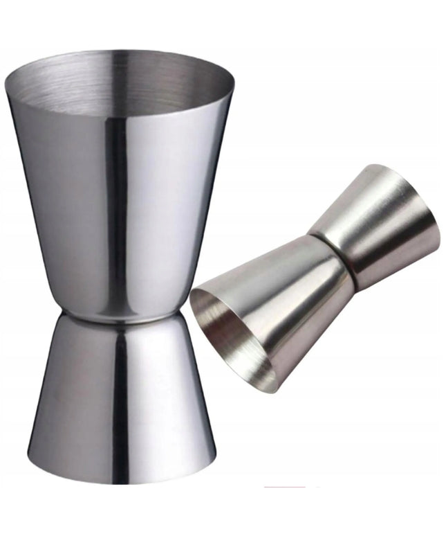 Dvipusis metalinis baro matavimo indelis kokteiliams ir alkoholiui 25/50 ml