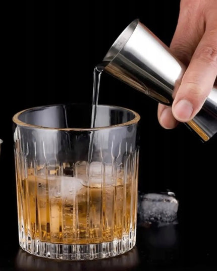 Dvipusis metalinis baro matavimo indelis kokteiliams ir alkoholiui 25/50 ml
