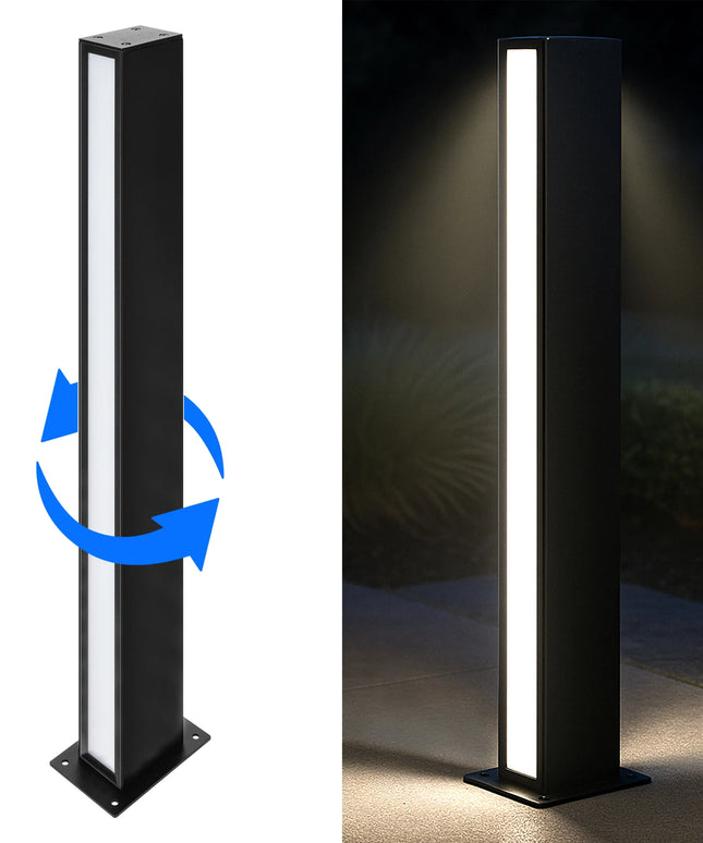 Dvipusis pastatomas 60 cm LED sodo šviestuvas-stulpelis, 4000K, juodas