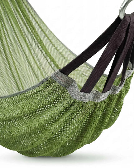 Dvivietis turistinis sodo hamakas 210x140 cm – žalias