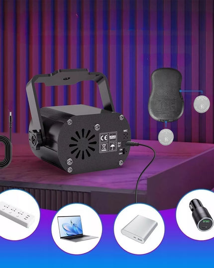 PROJEKTORIUS Disco kamuolys lazeris su pulteliu Muzikinis režimas LED 8 W RGB