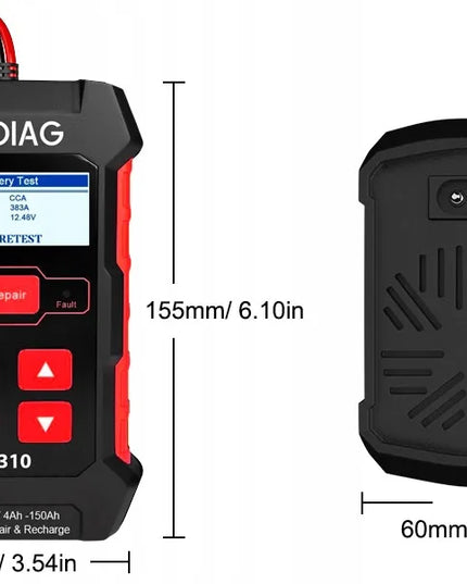 24DIAG B310 akumuliatorių testeris, įkroviklis ir automatinis matuoklis, 12 V / 24 V, 10 A