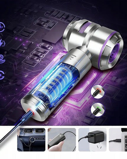 Belaidis rankinis dulkių siurblys automobiliui, 16 000 Pa, USB, 6000 mAh