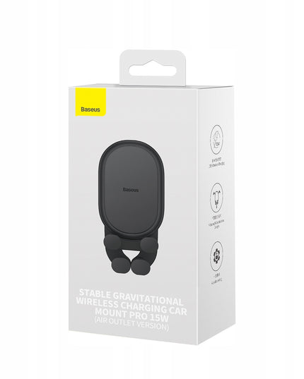 BASEUS Automobilinis belaidžio įkrovimo laikiklis QI 15W, skirtas ventiliacijos grotelėms