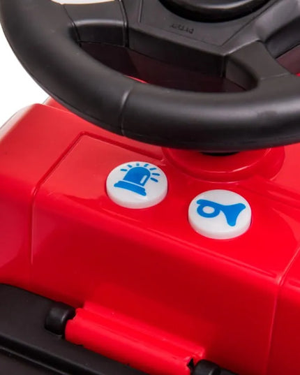 Sun Baby pasyvinis automobilis gaisrinės mašina, paspiriamas vaikutis su garso efektais