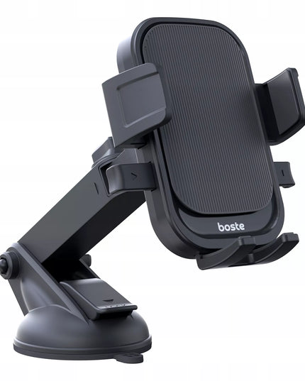 BOSTE automatinis automobilinis telefono laikiklis, stabilus, tvirtinamas prie prietaisų skydelio arba grotelių