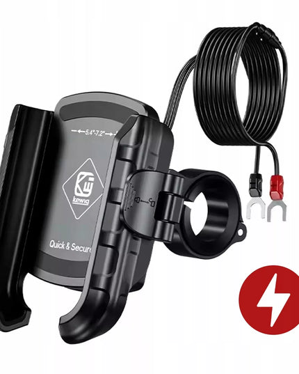 Motociklinis telefono laikiklis, antivibracinis, USB-C PD 36W krovimas, ant vairo