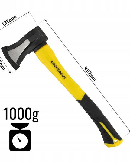 CROWNMAN skaldymo kirvis 1000 g 45 cm, tvirta anglinio plieno galvutė