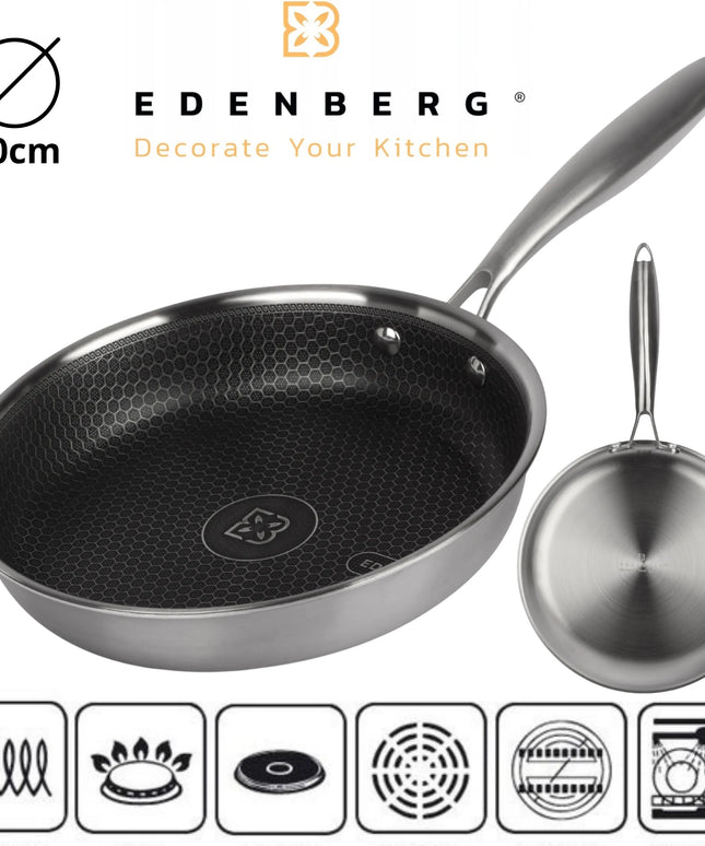 Edenberg plieninė keptuvė 16 cm su „korių“ nelimpančia danga, energiją taupanti EB-7616