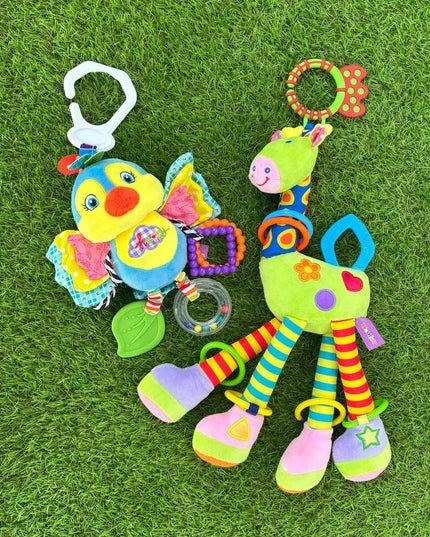 Edukacinė žirafa su žiedais – žaislas vaikams nuo 0+ mėn., 37 × 12 cm