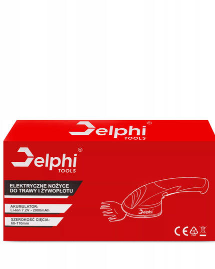 Akumuliatorinės žolės ir gyvatvorių žirklės Delphi Tools USB-C 2Ah 2x ašmenys