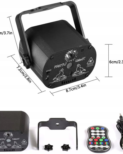 PROJEKTORIUS Disco kamuolys lazeris su pulteliu Muzikinis režimas LED 8 W RGB
