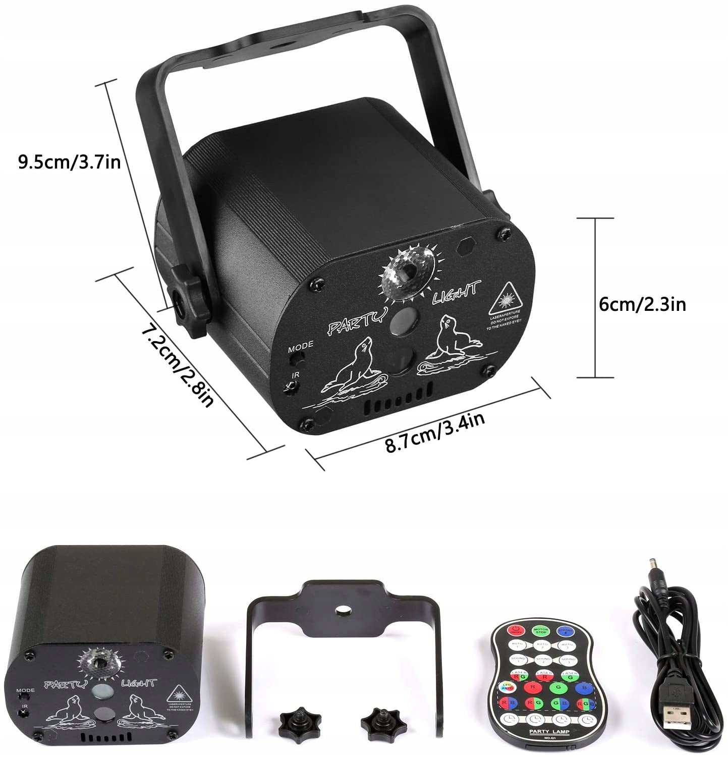 PROJEKTORIUS Disco kamuolys lazeris su pulteliu Muzikinis režimas LED 8 W RGB