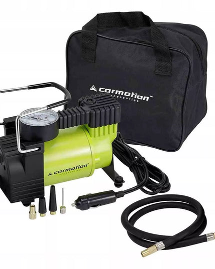Carmotion 12V stūmoklinis oro kompresorius, 11 BAR, 35 l/min, analoginis manometras