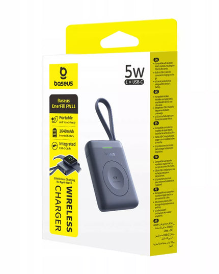 Baseus 5W išorinė baterija skirta Watch 1-10, SE, SE 2, Ultra, Ultra 2 su USB-C laidu