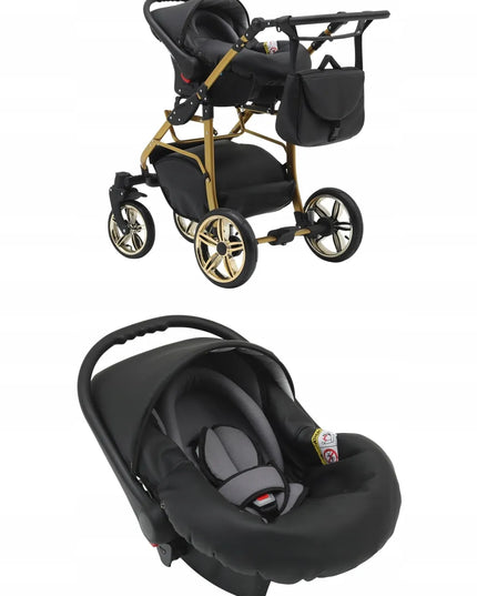 EL-CAR 3-in-1 vežimėlis Cosmo gold, įskaitant ISOFIX automobilinę kėdutę