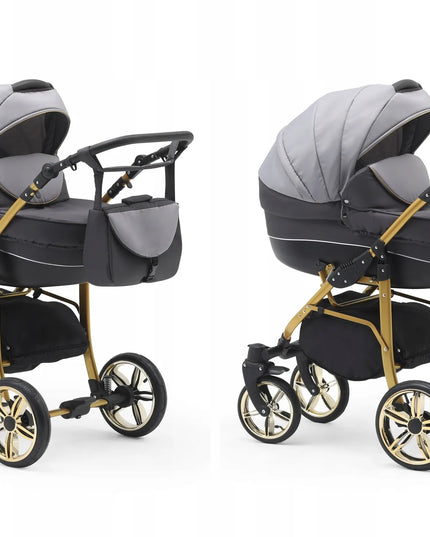 EL-CAR 3-in-1 vežimėlis Cosmo gold, įskaitant ISOFIX automobilinę kėdutę