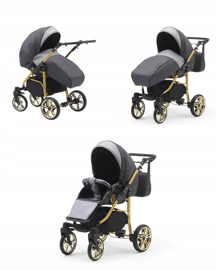 EL-CAR 3-in-1 vežimėlis Cosmo gold, įskaitant ISOFIX automobilinę kėdutę