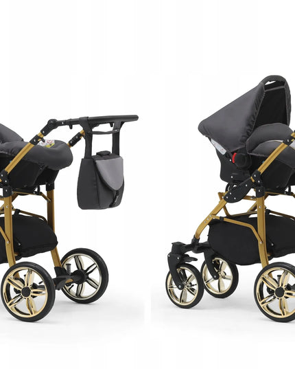 EL-CAR 3-in-1 vežimėlis Cosmo gold, įskaitant ISOFIX automobilinę kėdutę