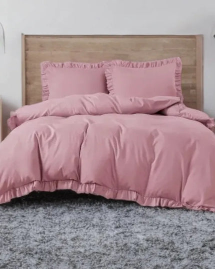 Elegantiška patalynė ŠVELNIAI ROŽINĖ 200x220 su raukiniais, 3 dalių KLASIKA