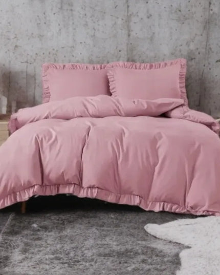 Elegantiška patalynė ŠVELNIAI ROŽINĖ 200x220 su raukiniais, 3 dalių KLASIKA