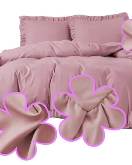 Elegantiška patalynė ŠVELNIAI ROŽINĖ 200x220 su raukiniais, 3 dalių KLASIKA
