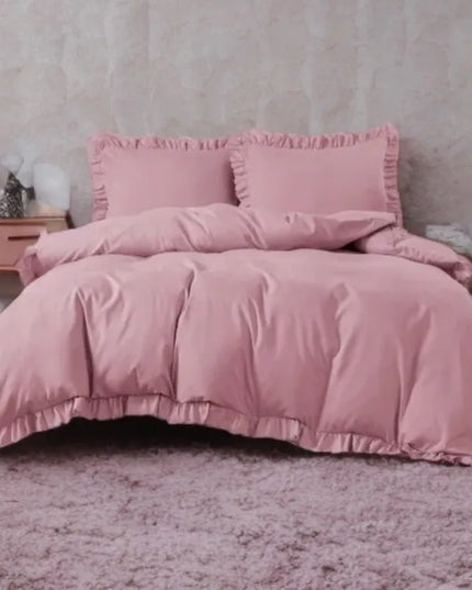 Elegantiška patalynė ŠVELNIAI ROŽINĖ 200x220 su raukiniais, 3 dalių KLASIKA