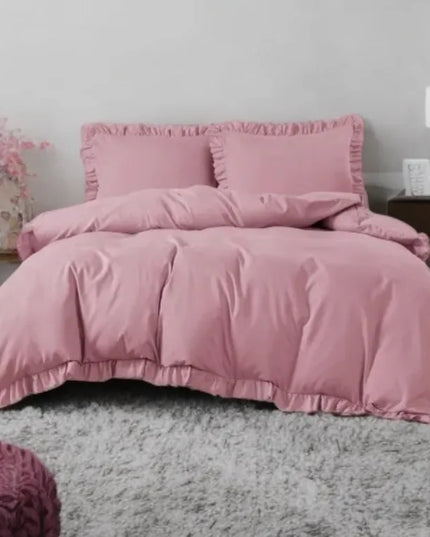 Elegantiška patalynė ŠVELNIAI ROŽINĖ 200x220 su raukiniais, 3 dalių KLASIKA