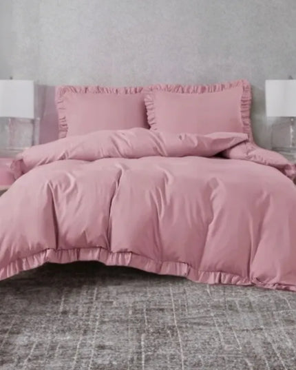 Elegantiška patalynė ŠVELNIAI ROŽINĖ 200x220 su raukiniais, 3 dalių KLASIKA