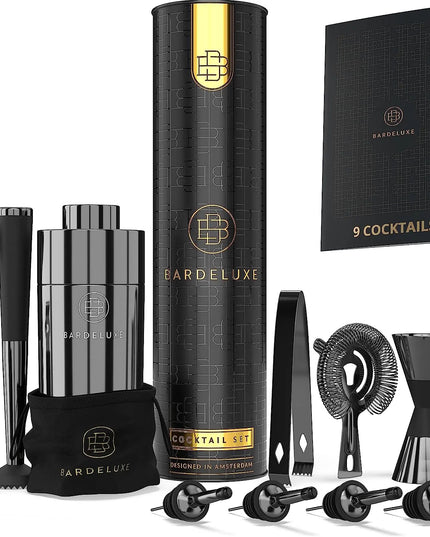 Elegantiškas profesionalus 12 dalių baro reikmenų rinkinys Bardeluxe Premium