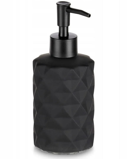 Elegantiškas stiklinis skysto muilo dozatorius Vilde juodos spalvos 330 ml