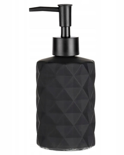 Elegantiškas stiklinis skysto muilo dozatorius Vilde juodos spalvos 330 ml