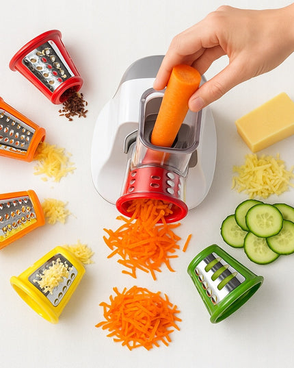 Elektrinė pjaustyklė Avenido AV4817 – vaisiams, daržovėms, sūriui, 150 W, 5 keičiami antgaliai