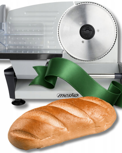 Elektrinė pjaustyklė Mesko MS4704 – duonai, mėsai, sūriui ir daržovėms, 400W, metalinis korpusas, reguliuojamas pjūvis 0–15 mm